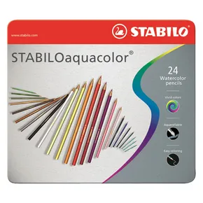 Kredki akwarelowe STABILO aquacolor, opakowanie metalowe, 24 szt. w różnych kolorach